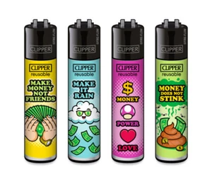 Clipper Classic Encendedor Serie 'Money' 4 Piezas Encendedores NUEVO Set - Imagen 1 de 2