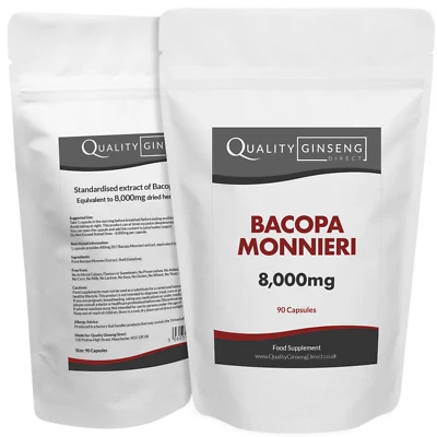 QUALITY GINSENG DIRECT BACOPA MONNIERI - 8,000mg Capsules - Powerful Formula Best Quality on Ebay