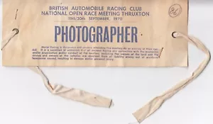1970 THRUXTON INTERSERIE & F3 RACE PHOTOGRAPH ARMBAND PASS PORSCHE 917 908 - Bild 1 von 2