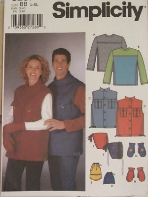 SIMPLICITY 5267 Mens/Misses/Teens Vest Knit Top & Accessories PATTERN L-XL UC - Image 1 of 3