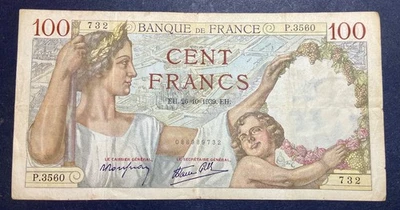 1939 France 100 Francs Banknote - Image 1 of 2