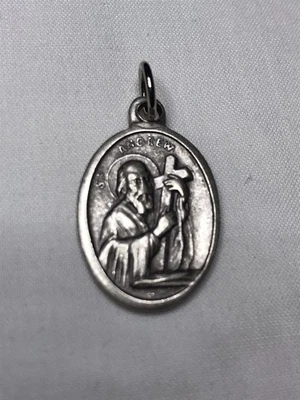 Vintage St. Andrew Silvertone Oval Pendant 1" ~ Italy ~ Patron Saint Fisherman - Image 1 of 3