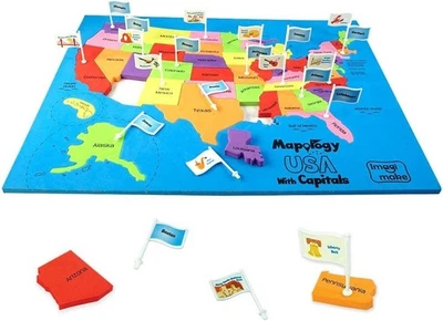 Educational USA Map Jigsaw Puzzle with Capitals for Kids | Gift for Ages 5-13 - Image 1 of 4