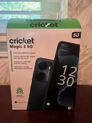 Cricket Wireless Magic 2 5G 64GB 4GB RAM, 13MP CAM 6.6 HD Blue Dusk Prepaid NEW - Image 1 of 2