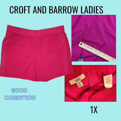 Croft & Barrow 短裤女式 2X 码粉色加大女式弹力运动 — 第 1/4 张图片