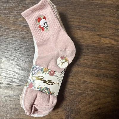 Paquete de 5 calcetines Ed Hardy para mujer totalmente acolchados con logotipo de media tripulación soporte para arco NUEVOS NUEVOS CON ETIQUETAS Foto 1 de 4