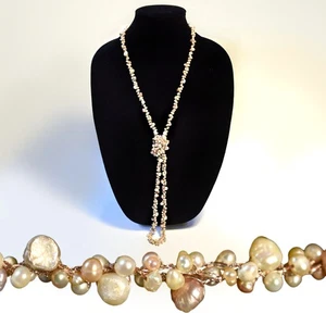 50" lange, echte Barock Perlenkette - einzigartige Formen - rauchige Farben - Bild 1 von 10