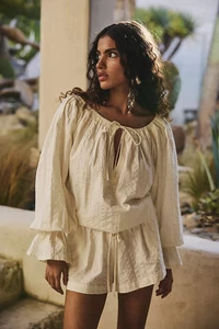 Mameluco Estrella Free People leche de coco marfil pequeño para mujer nuevo con etiquetas - Imagen 1 de 3