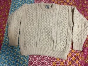 VTG GAELTARRA Men’s Wool Heavy Cable Knit Sweater Size M Beige - Picture 1 of 5