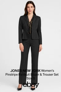 NUEVO CON ETIQUETAS $240 Jones New York Gris Oscuro Ahumado Un Botón 2 Piezas Pantalón Chaqueta Traje 6 S - Imagen 1 de 7