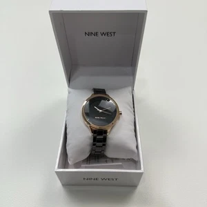 Reloj Nine West Mujer Tono Oro Rosa Cara y Banda Gris Gunmetal - Elegante - Imagen 1 de 8