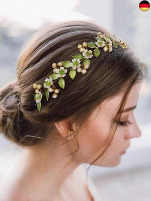 IYOU Braut Hochzeit Haarranben Grün Blume Stirnband Blatt Perlen Kopfschmuck  - Bild 1 von 4