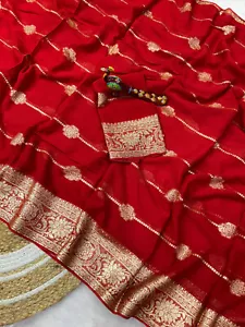Saree Party Wear Wedding Designer Indian Blouse Sari Bollywood Ethnic Pakistani - Picture 1 of 2