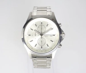 Citizen 44mm AN3510-50A Chronograph Silber Quarz WR 100 Herrenuhr - Bild 1 von 9