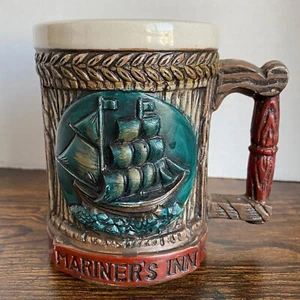 Vintage Napco Napcoware Mariner's Inn Ceramic Beer Mug Stein with Tall Ship - Picture 1 of 10