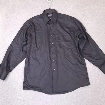 ARROW Sateen Dress Shirt Men's 16.5 34/35 Black Classic Fit Solid - Image 1 of 4