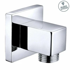 Chrome Cube Square Wall Shower Hose Outlet Elbow Brass Chrome CP on Brass - Picture 1 of 5