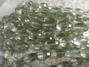 AAA PRASIOLITA VERDE AMATISTA OVALADA FACETADA 9x13 mm cuentas piedras preciosas 7" hebras - Imagen 1 de 3