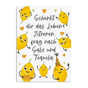 Postkarte Zitronen Tequila Geschenk Freundin Mädelsabend - Picture 1 of 4