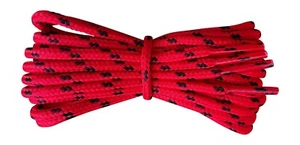 Cordones para botas - rojo con manchas negras - 4 mm redondos - para botas para caminar y caminar - Imagen 1 de 4