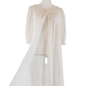 Vintage Berkshire Elfenbein Bademantel Kleid Nachtkleid lang Damen DeadStock MCM - Bild 1 von 12