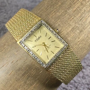 Lucien Piccard Dufonte Women Diamond Bezel Gold Mesh Band Quartz Watch 7 3/4" - Picture 1 of 12
