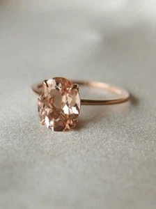 Natural 6.00 Carat 925 Sterling Silver Handmade,Rose Gold Plated Morganite Ring - Picture 1 of 3