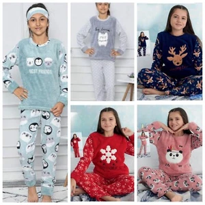 Kinder Pyjama POLAR Schlafanzug 2-Teiler Langer Warmer Nachtwäsche S-69 - Bild 1 von 13