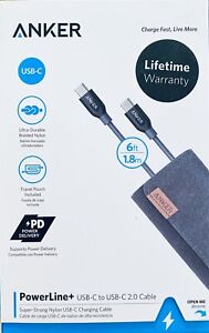 Anker PowerLine + USB-C to USB C 2.0 Cable (6ft) With Travel Pouch