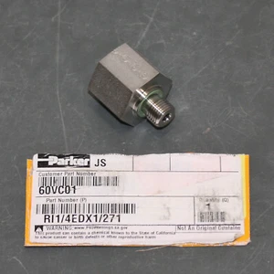 Parker Reducer Fitting RI1/4EDX1/271, 1/4" x 1/2" BSPP Pipe, Ermeto DIN Port - Picture 1 of 5