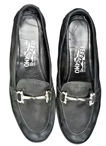 Salvatore Ferragamo Womens Shoes Loafer 7.5 Black Suede Moccasins Horsebit Italy - Bild 1 von 12