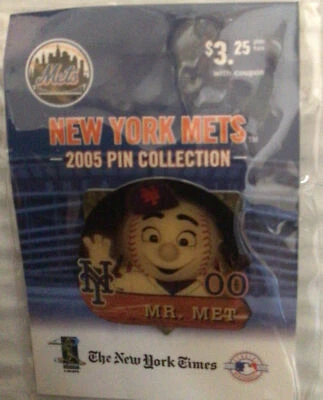 Prendedor de colección de prendedores de béisbol mascota equipo "Mr. Met" de los Mets de Nueva York año 2005 Foto 1 de 3