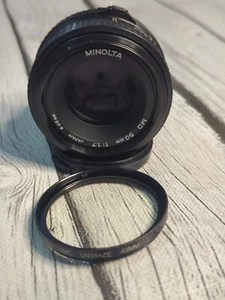 Minolta MD 50mm f/1.7 MF Standard Lens For MD Mount Japan With Vivitar UV-Haze - Picture 1 of 6