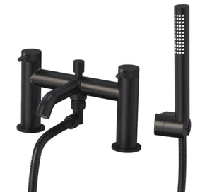 Homebase EDIT Knurled Bath Shower Mixer Tap Matt Black Bathroom Taps Modern - Picture 1 of 7