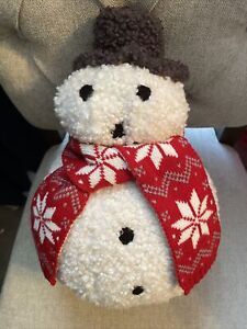 POTTERY BARN Cozy Archie Snowman Shaped Pillow Brand New Sold Out Christmas 14"