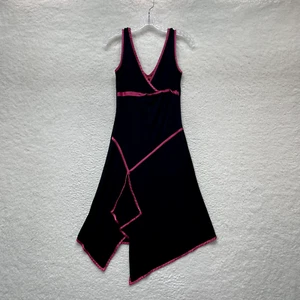 Y2K Vintage Midikleid Medium schwarz Slinky Stretch Cyber Fairy Grunge Whimsigoth - Bild 1 von 9