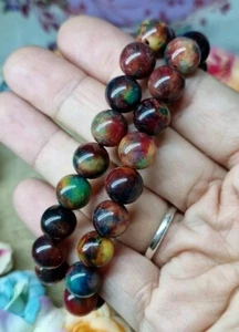 Handmade Rare Taiwanese Seven Colour Jade Crystal 10mm Bead Stretch Bracelet - Picture 1 of 5