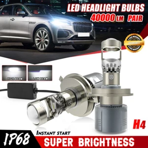 2x H4 9003 Mini LED Projector Headlight Bulb Kit High/Low Beam 40000LM 6000K LHD - Picture 1 of 16