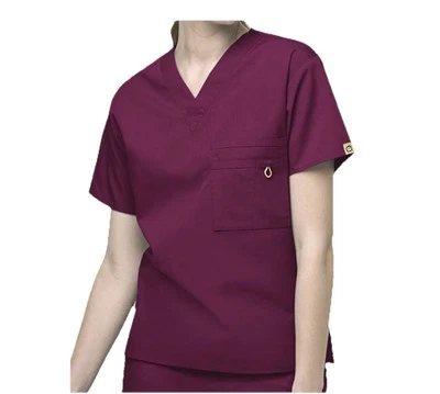 NWT WonderWink Origins Scrub Shirt w Multi Pockets Wine Women Mens 2XL Scrubs - Image 1 of 3