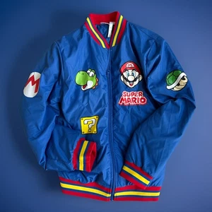 Nintendo Kid`s Youth 2023 Super Mario Brothers Bomber Jacket Size 18 Yoshi EUC - Picture 1 of 3