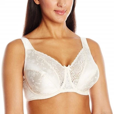 Playtex 4422 Signature Unlined Underwire Floral Print Bra 42D Light Beige - Image 1 of 4