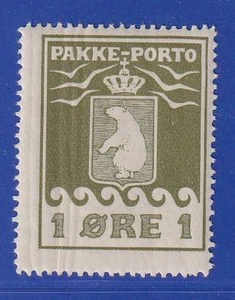 Dänemark Grönland 1915 Paketmarke Eisbär 1 Øre Mi.-Nr. 4A ungebraucht * - Bild 1 von 2