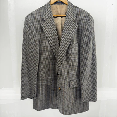 Vintage Chaps Ralph Lauren Silk / Wool Tan Houndstooth Size 42L/T Blazer Canada - Image 1 of 4