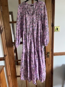 M&S COLLECTION PINK MIX FLORAL DRESS  SIZE 14 REGULAR WITH BELT  - Picture 1 of 6