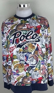 Polo Ralph Lauren Pennant Script Mascots Sweatshirt Animal All Over 2XB Big 2XL - Picture 1 of 6