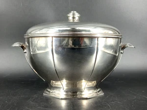 BOUILLET BOURDELLE Art Deco Deckelschüssel mit Griffen Schale versilbert - Bild 1 von 15