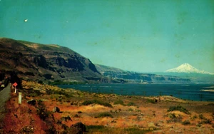 Columbia River US Hwy 30, The Old Oregon Trail. Postcard RPPC Mount Hood - Picture 1 of 2