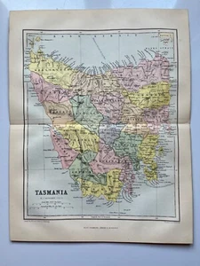 Antique map of Tasmania Australia 1876 Chambers's Encyclopedia - Picture 1 of 7