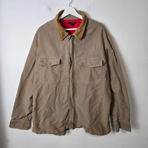 J. Crew VTG Men's Size XXL Barn Chore Coat Full-Zip Flannel Corduroy Collar Tan - Picture 1 of 9