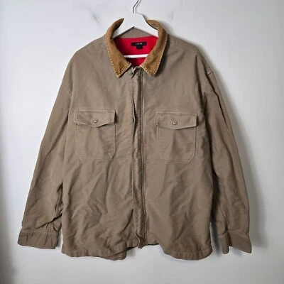 J. Crew VTG Men's Size XXL Barn Chore Coat Full-Zip Flannel Corduroy Collar Tan - Image 1 of 4